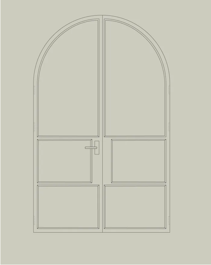 Arched steel doors.